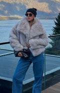 White Fox Dirty Martini Faux Fur Jacket Smokey Taupe