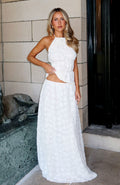 White Fox Slay Today Maxi Skirt Cream
