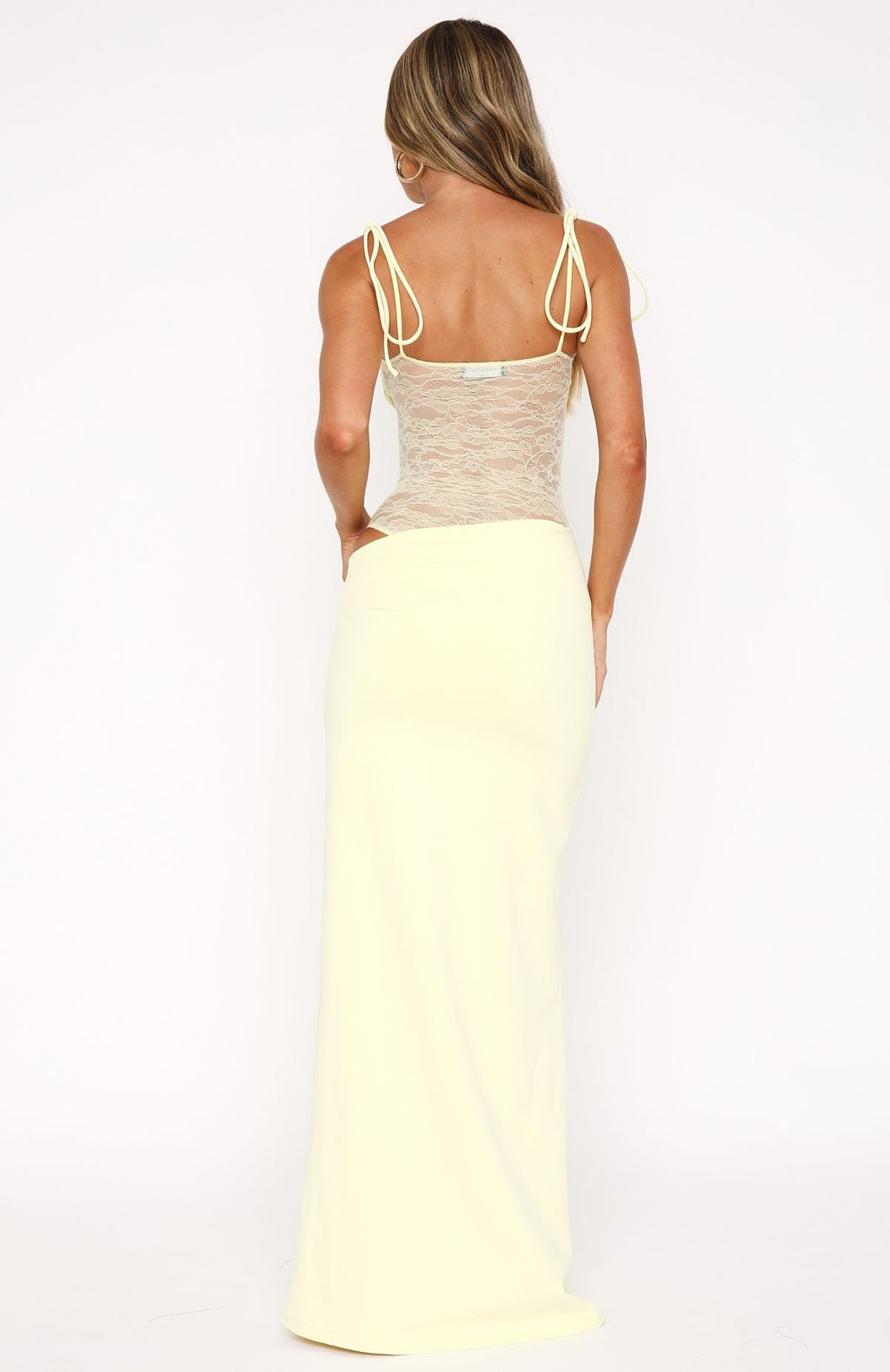 White Fox Compliment Me Maxi Dress Lemon