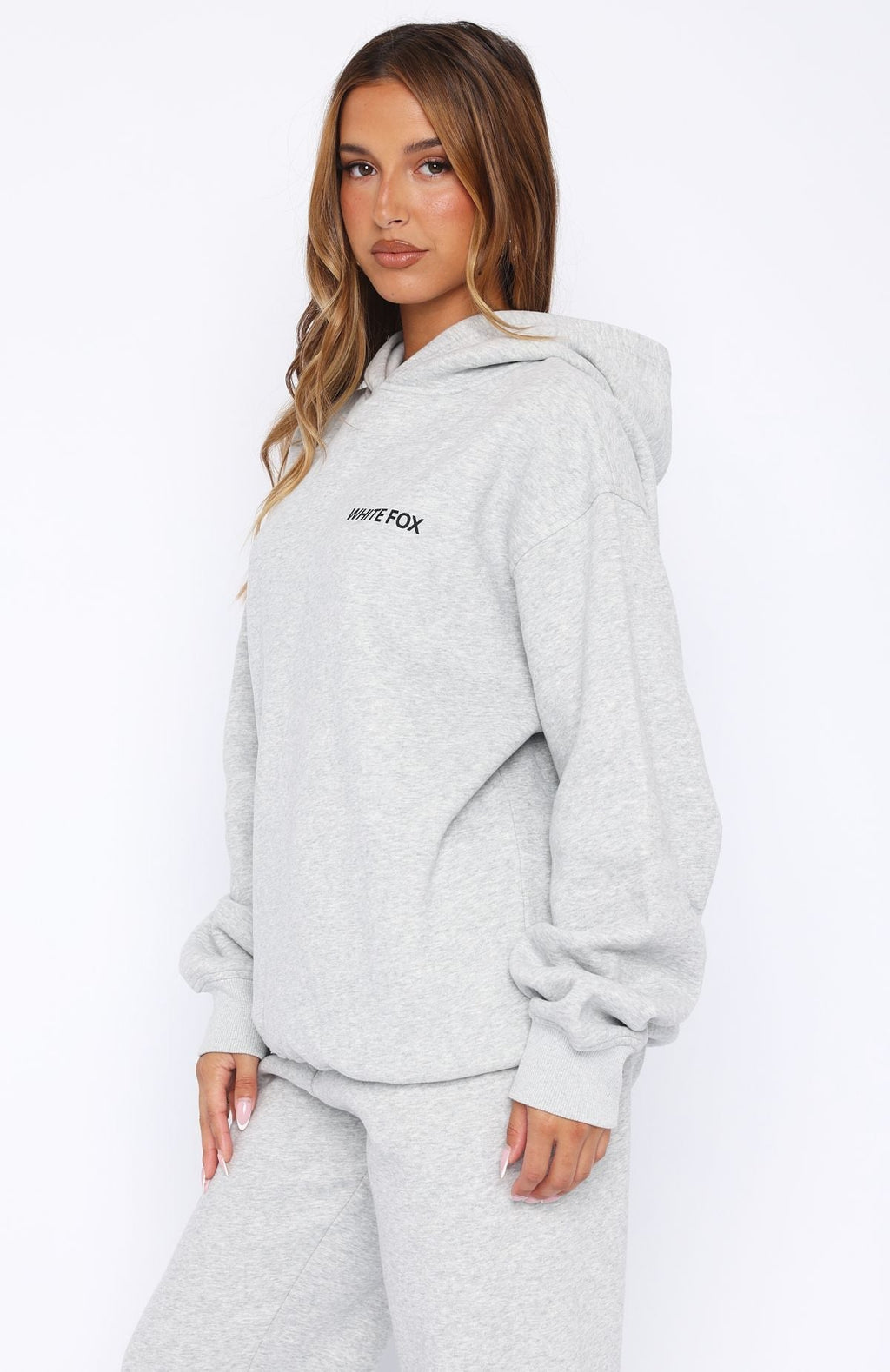White Fox Core Classic Oversized Hoodie Dark Grey Marle