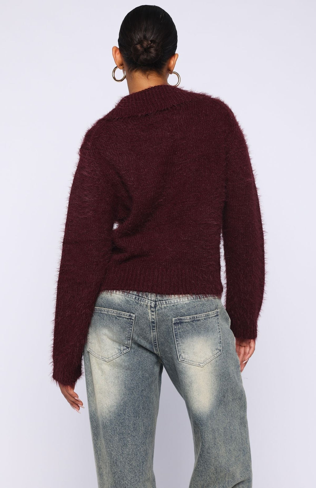 White Fox Chill Luxe Knit Cardigan Merlot