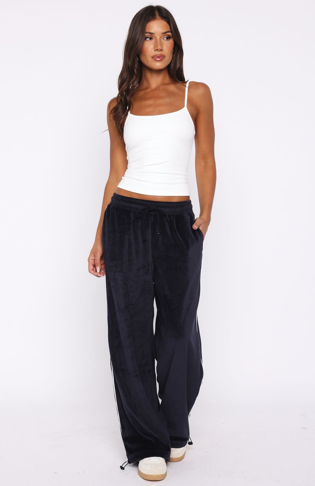 White Fox Soul Fire Velour Pants Navy