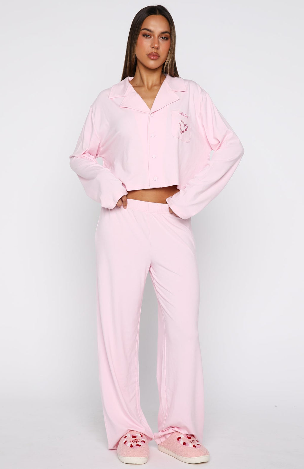 White Fox Bedtime Bliss Pyjama Set Soft Pink