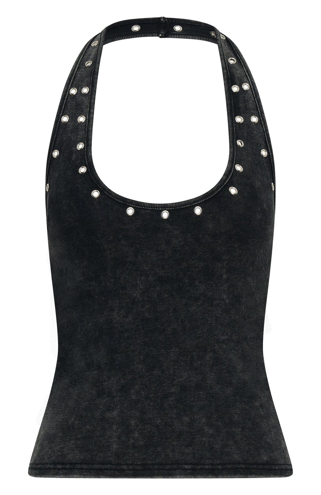 White Fox Lost Souls Halter Top Washed Black