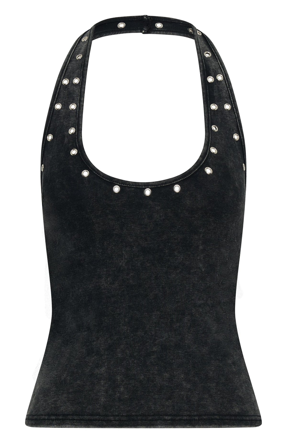 White Fox Lost Souls Halter Top Washed Black