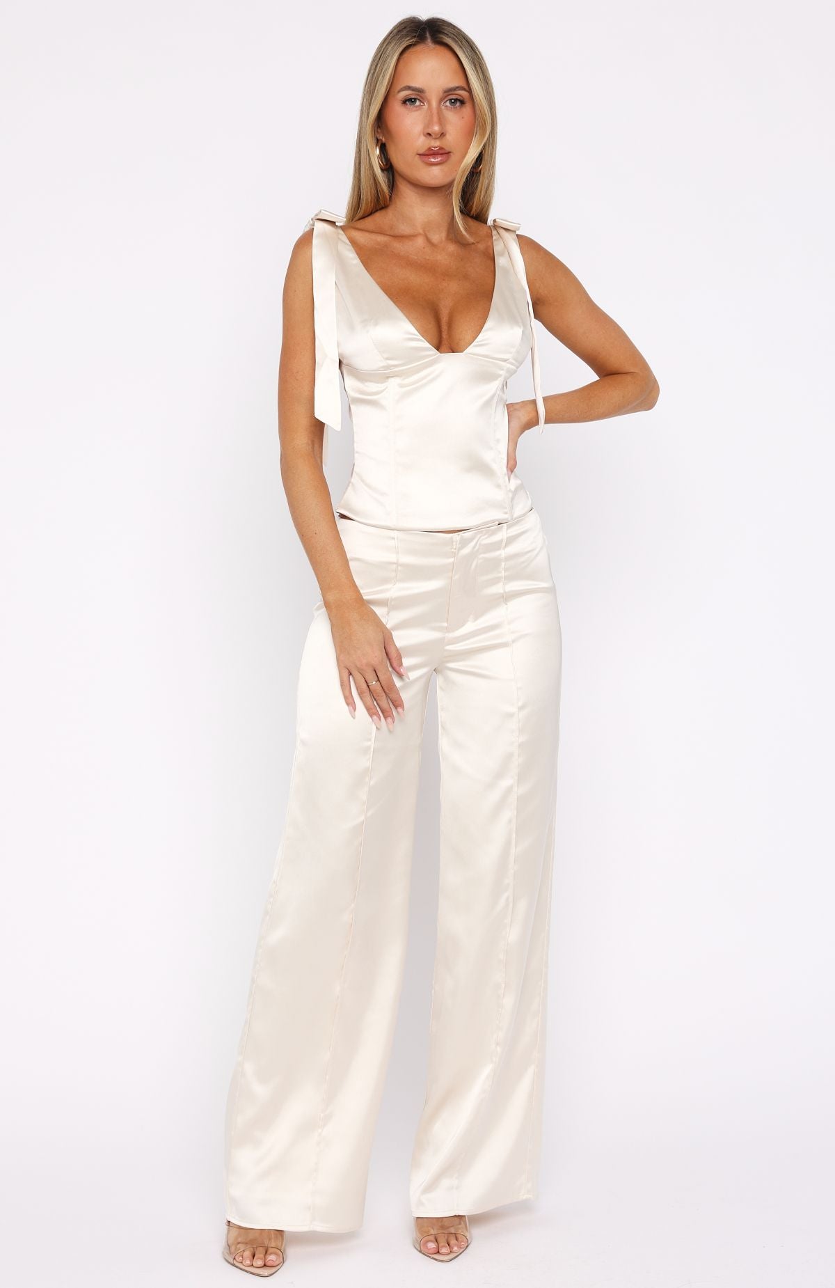 White Fox Keep It Lit Pants Pearl