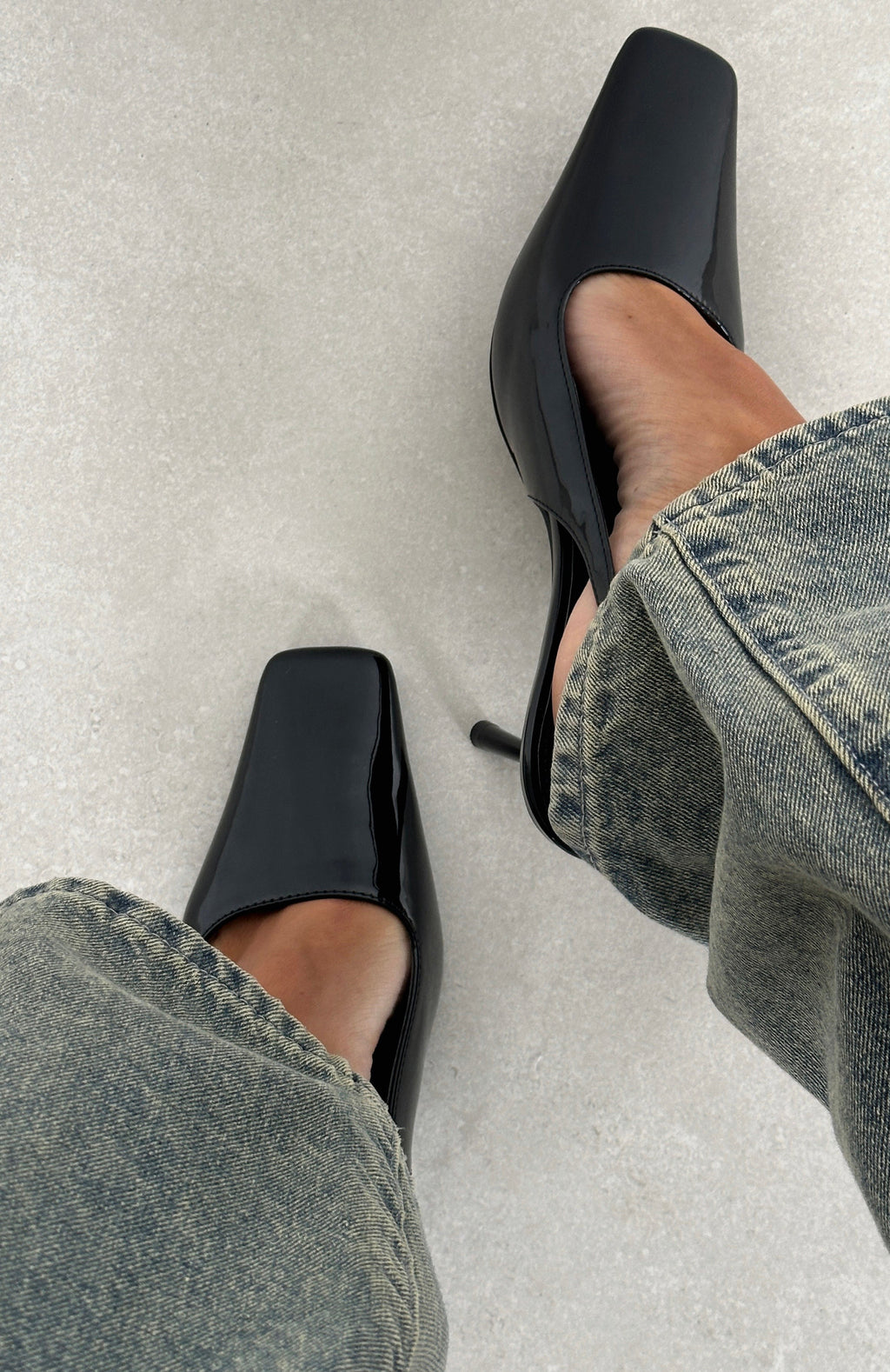 White Fox Ella Heels Black Patent