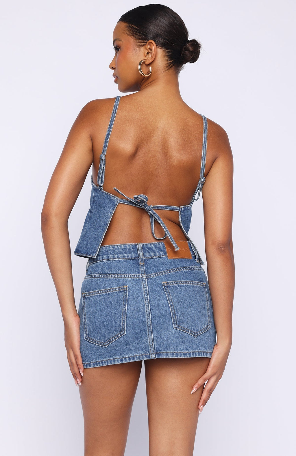 White Fox Happiness Is Key Denim Top Admiral Blue