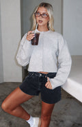 White Fox Maddy High Rise Denim Shorts Black Acid