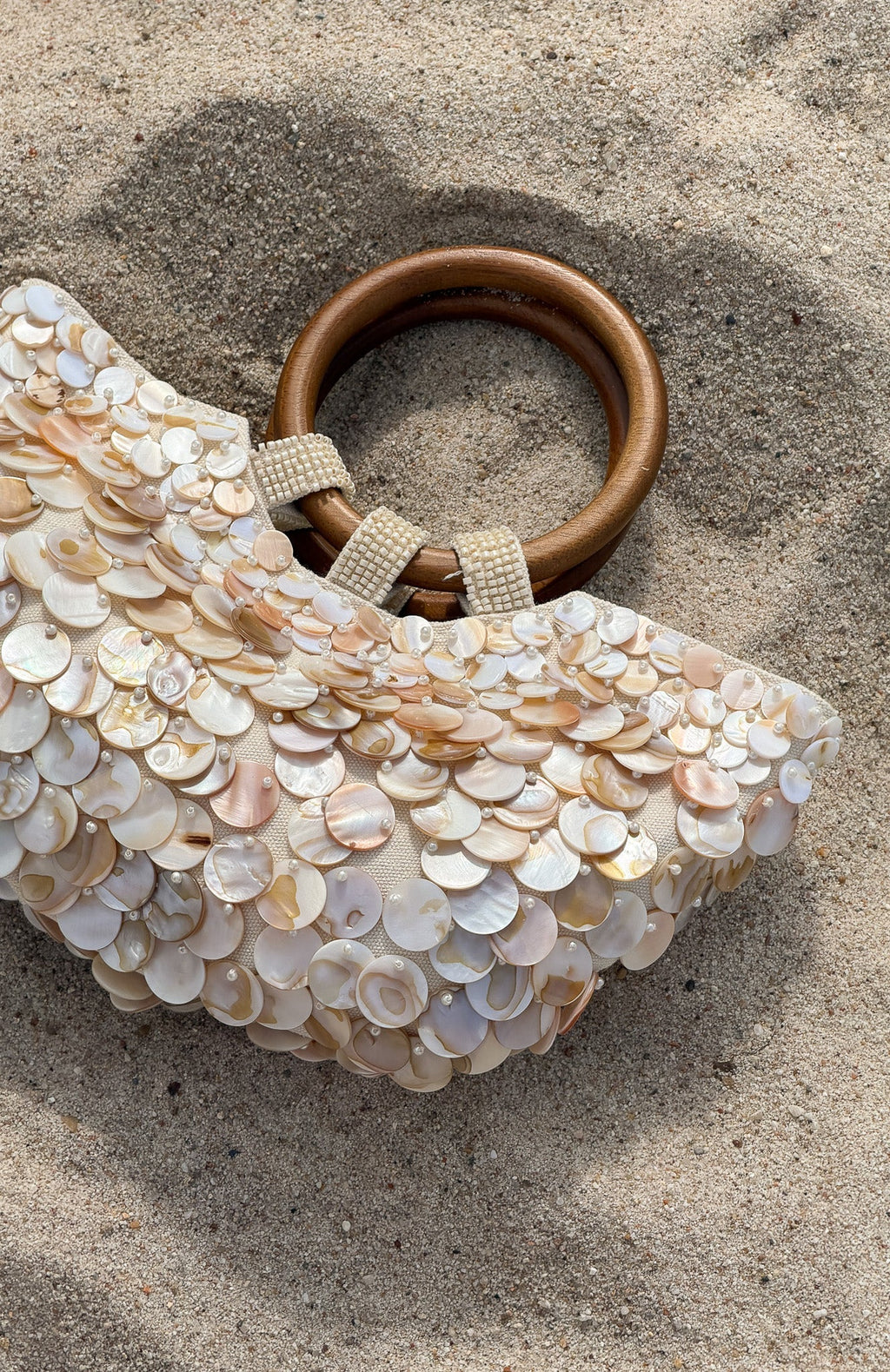 White Fox Alessandra Shell Top Handle Bag Cream