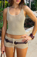 White Fox La Luna Beaded Knit Top Gold