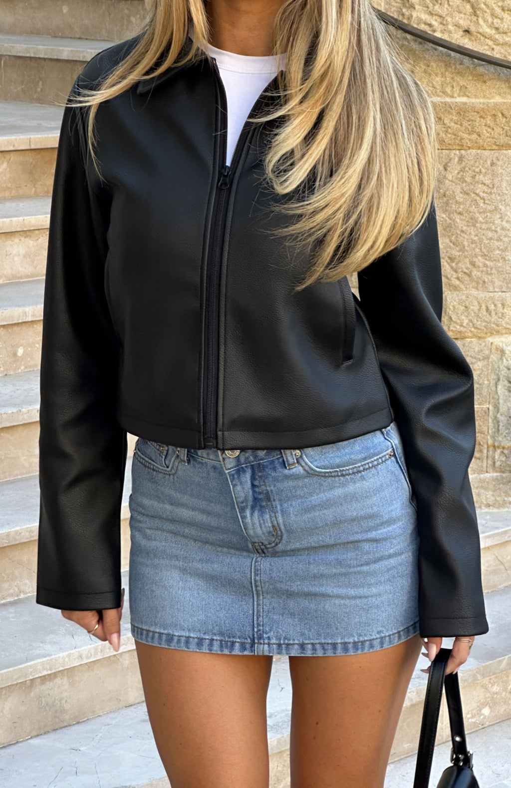 White Fox In The Shadows PU Jacket Black