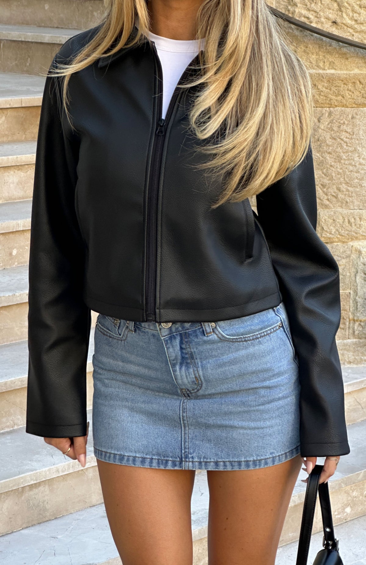White Fox In The Shadows PU Jacket Black