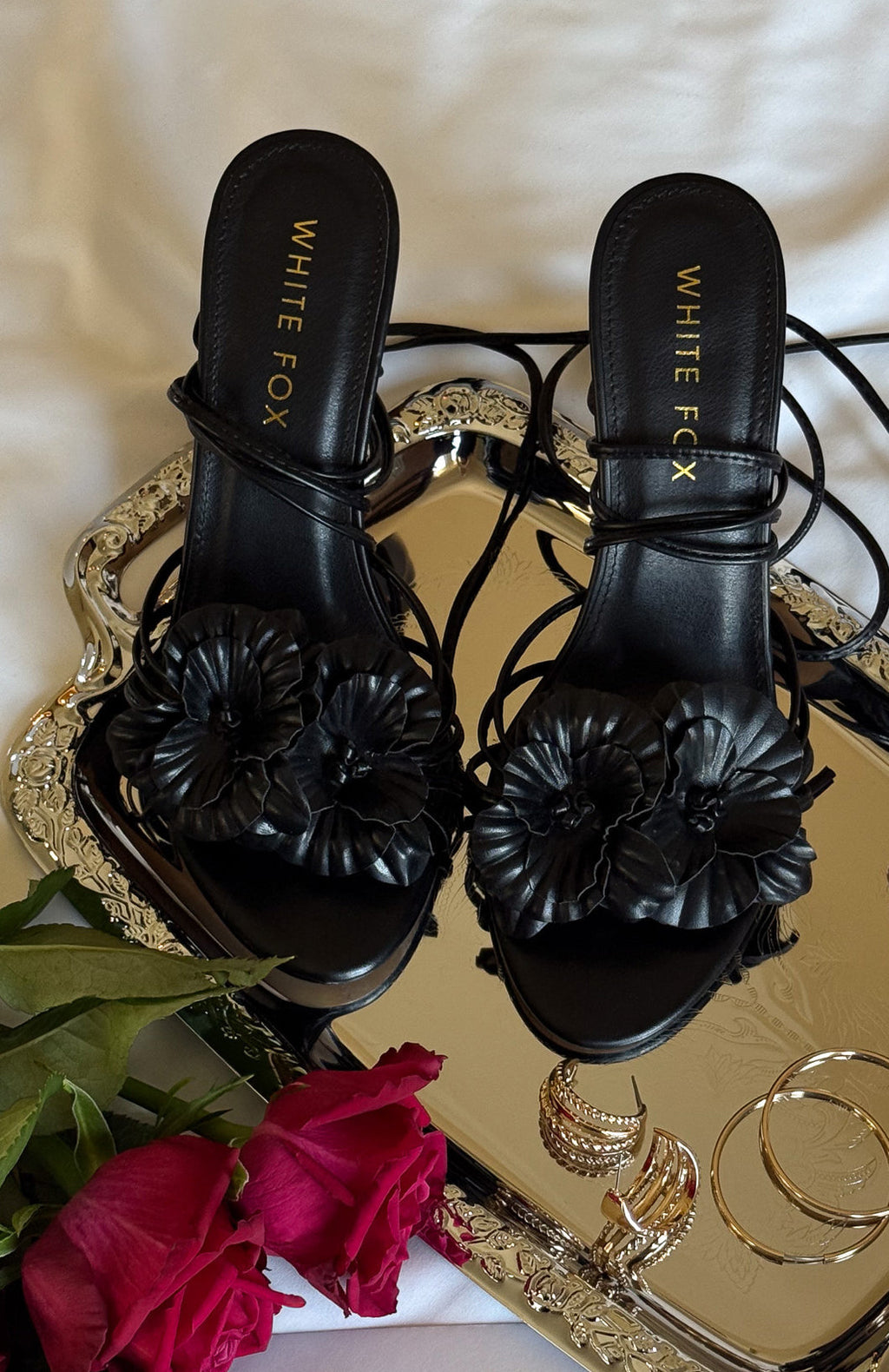 White Fox Tempest Wrap Heels Black