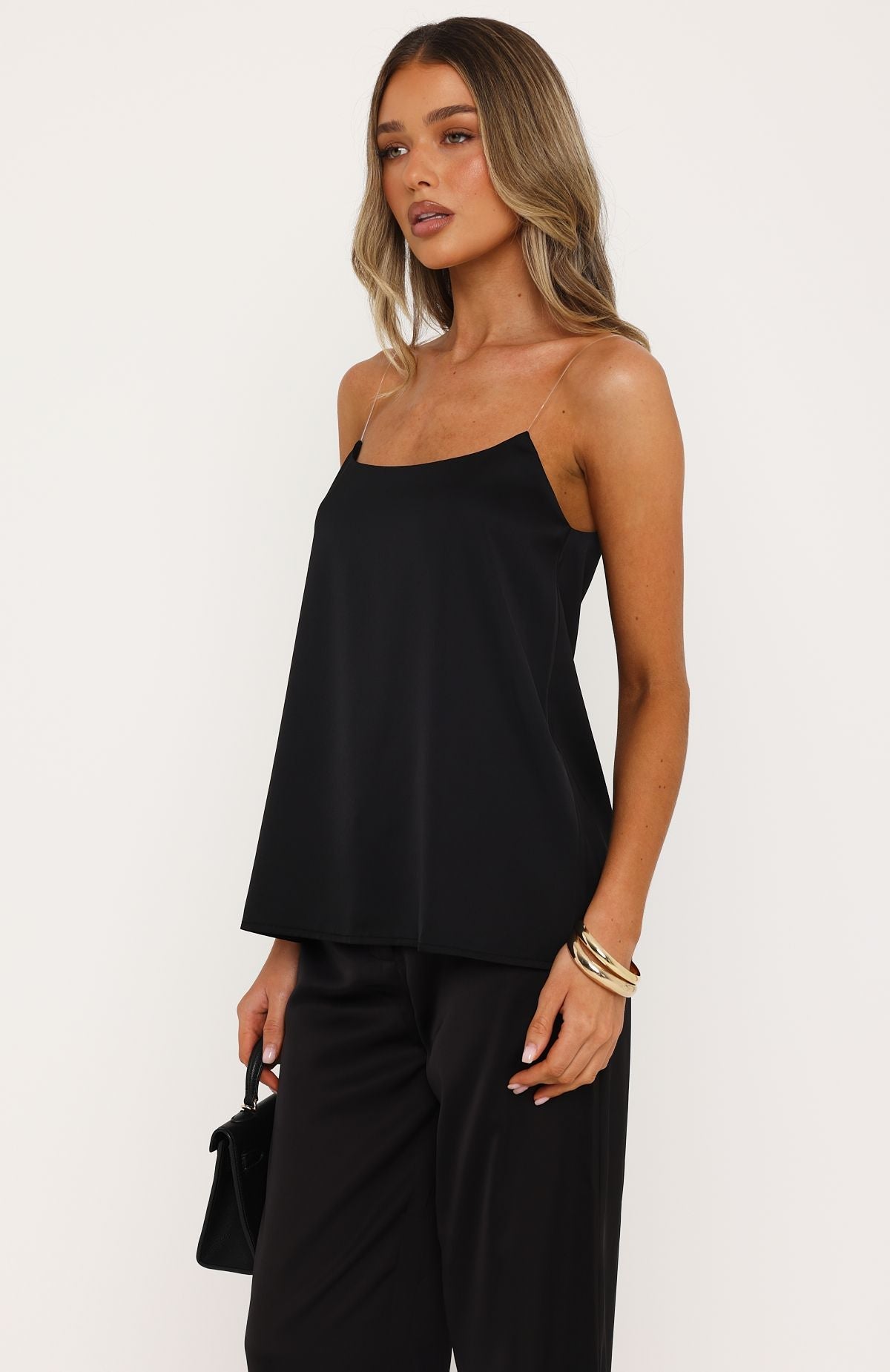 White Fox True Intentions Invisible Strap Top Black