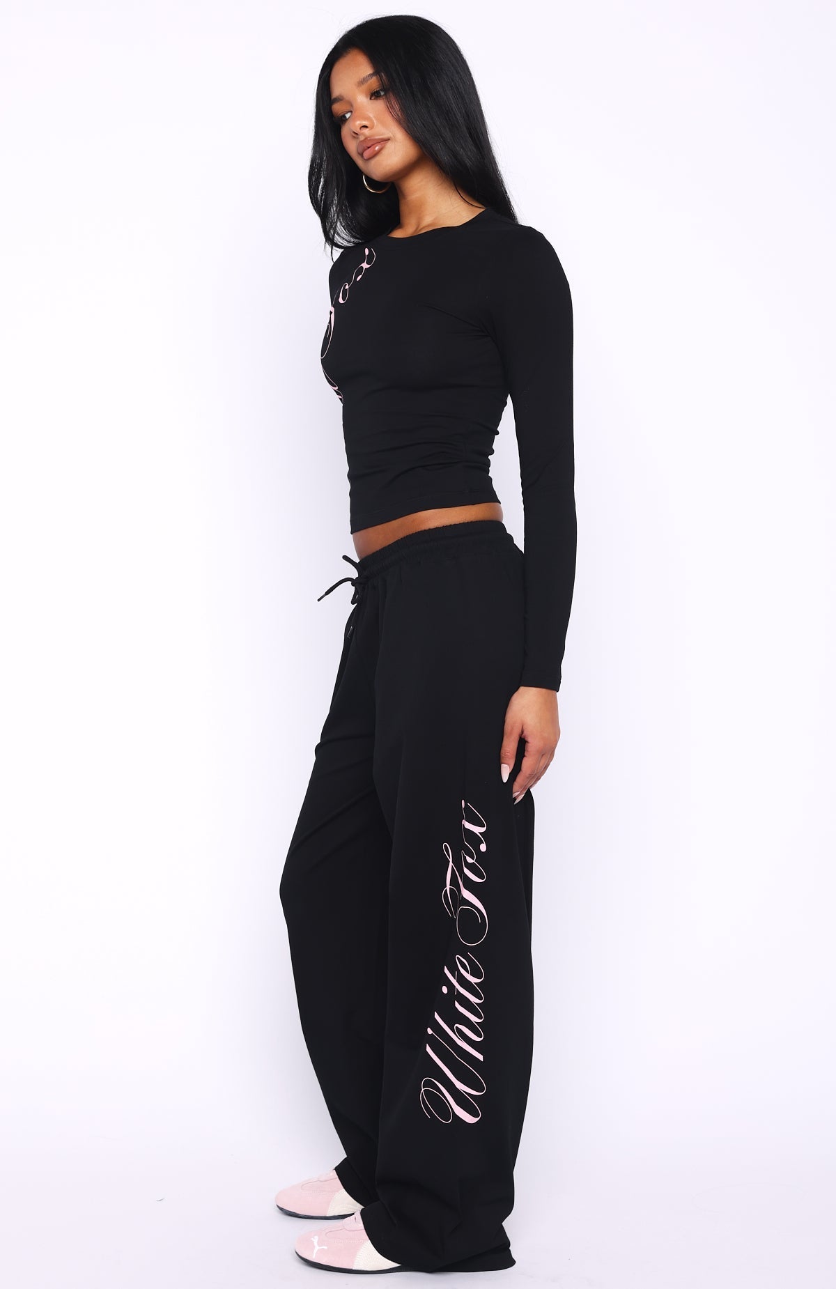 White Fox Luxurious Girl Track Pants Black
