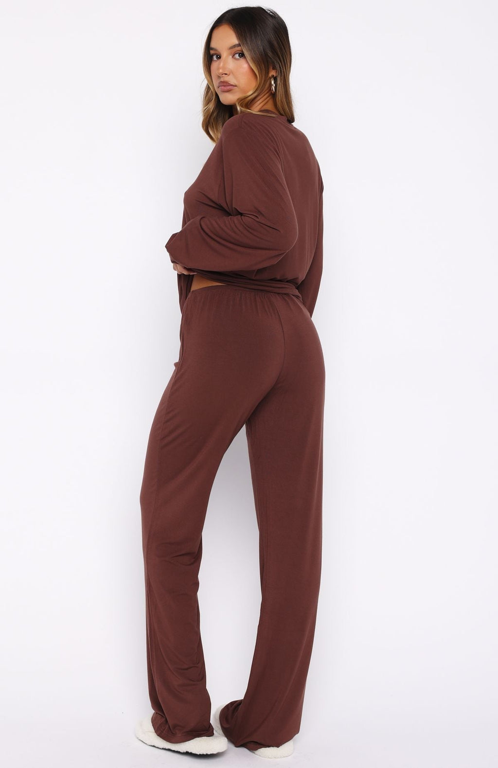 White Fox Slow Life Pyjama Pants Chocolate