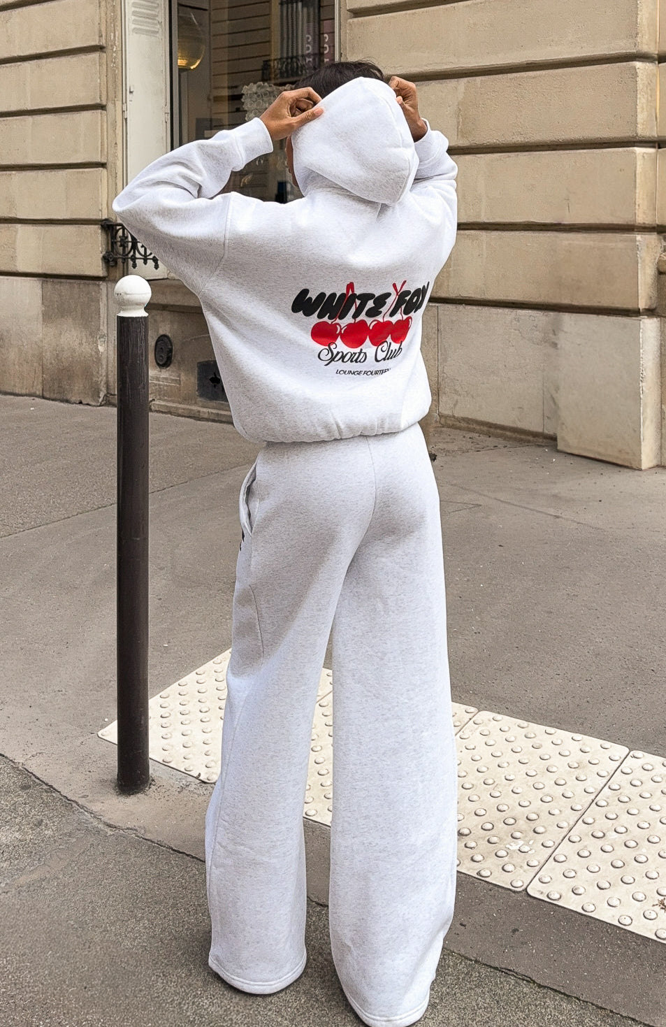 White Fox Club 14 Cassie Wide Leg Sweatpants Grey Marle