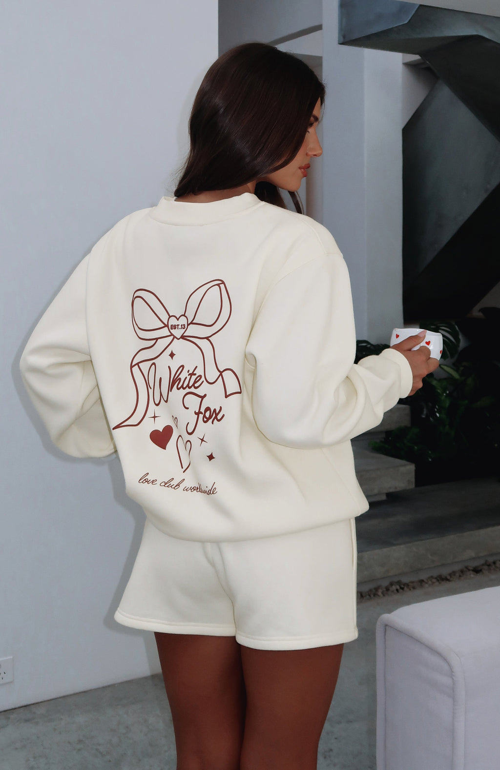 White Fox Love You Forever Oversized Sweater Cream