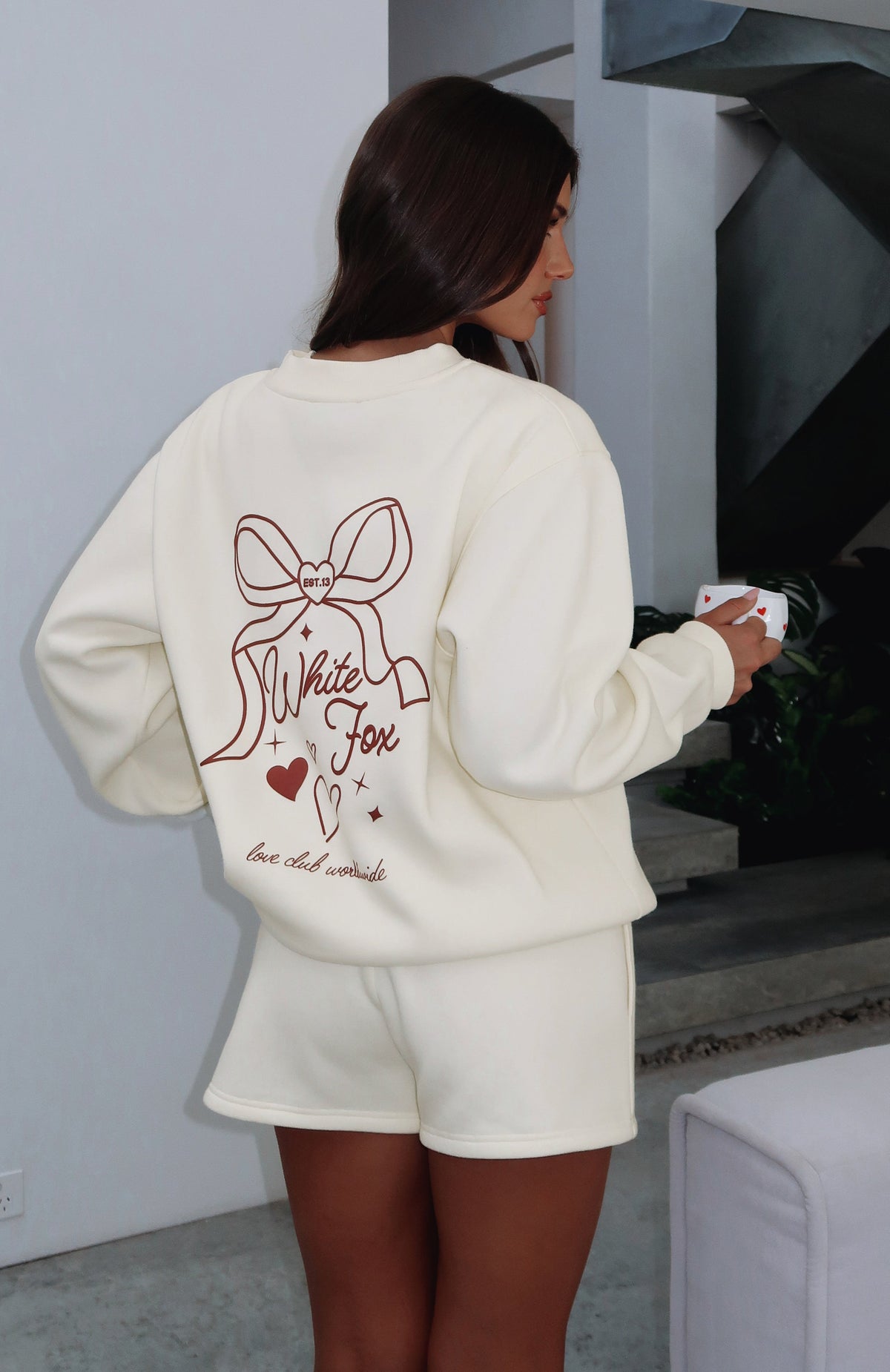 White Fox Love You Forever Oversized Sweater Cream