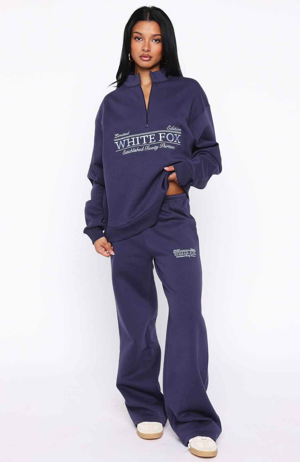 White Fox Standing My Ground Wide Leg Sweatpants Navy