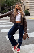 White Fox Bring The Style Low Rise Wide Leg Jeans Dark Indigo