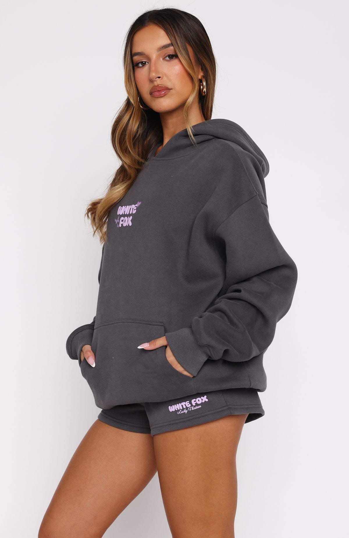 White Fox Lucky Thirteen Stephanie Oversized Hoodie Volcanic