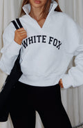 White Fox Let The Bells Ring Cropped Quarter Zip Sweater Grey Marle