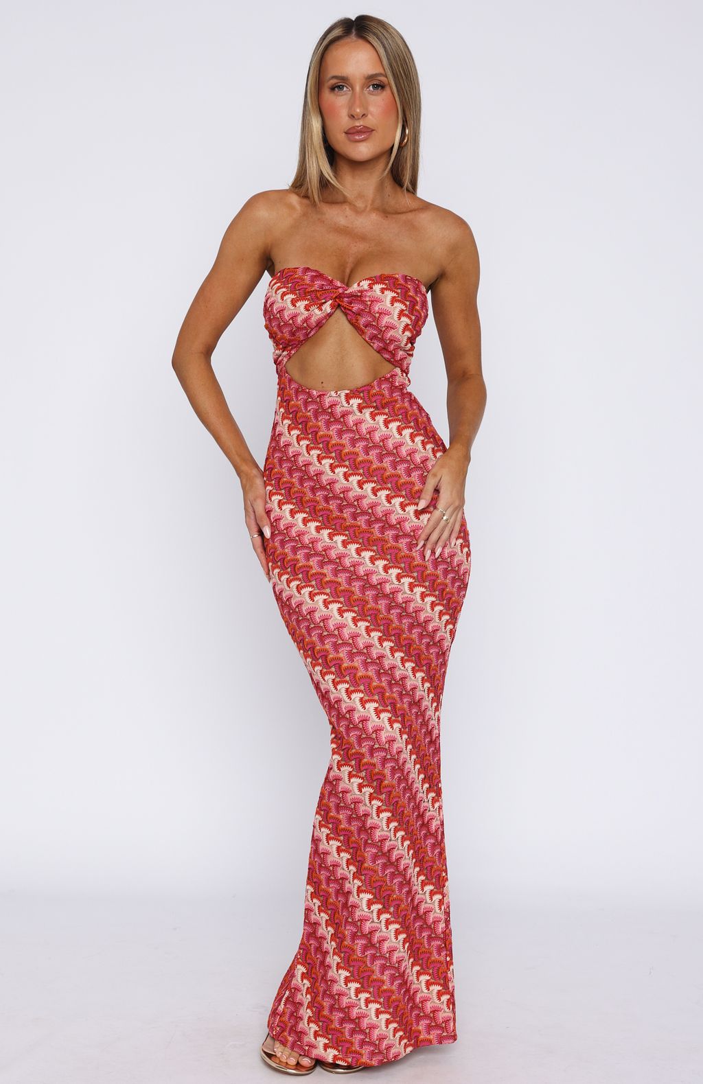 White Fox Rock Your World Strapless Maxi Dress Berry