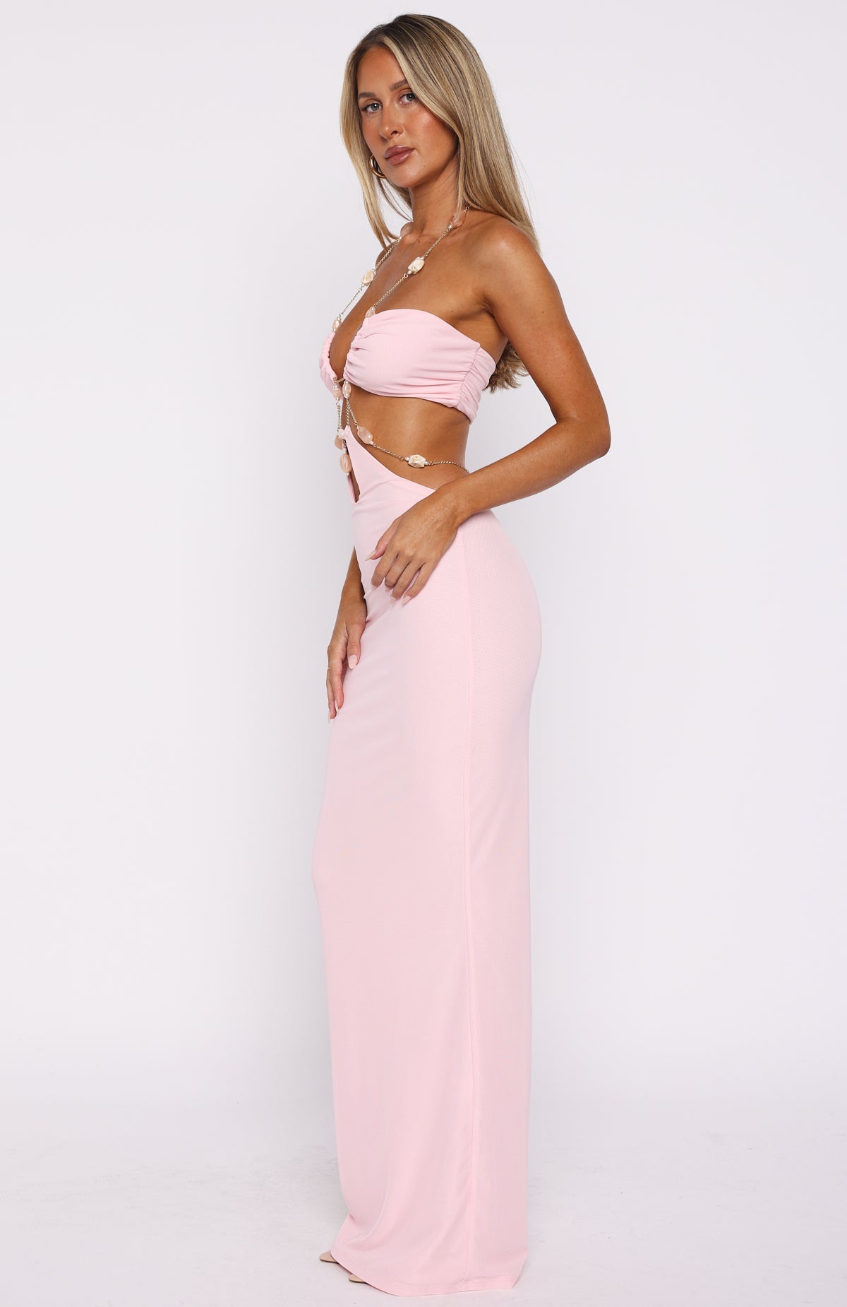 White Fox The Empress Maxi Dress Baby Pink