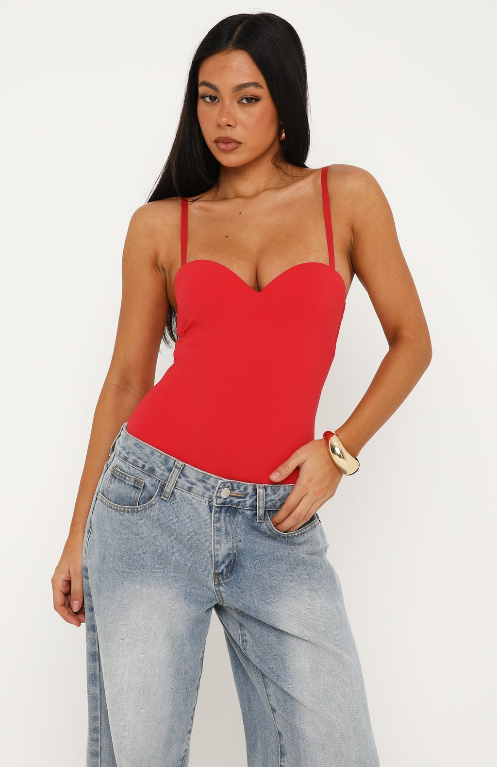 White Fox Stuck To You Bodysuit Red