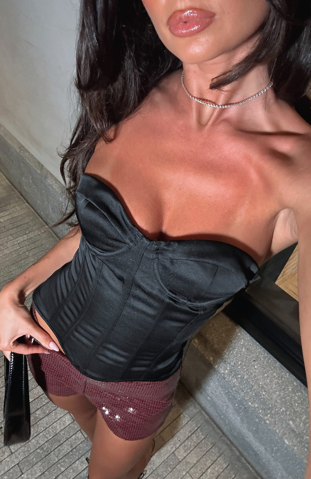 White Fox Roses Are Red Strapless Bustier Black