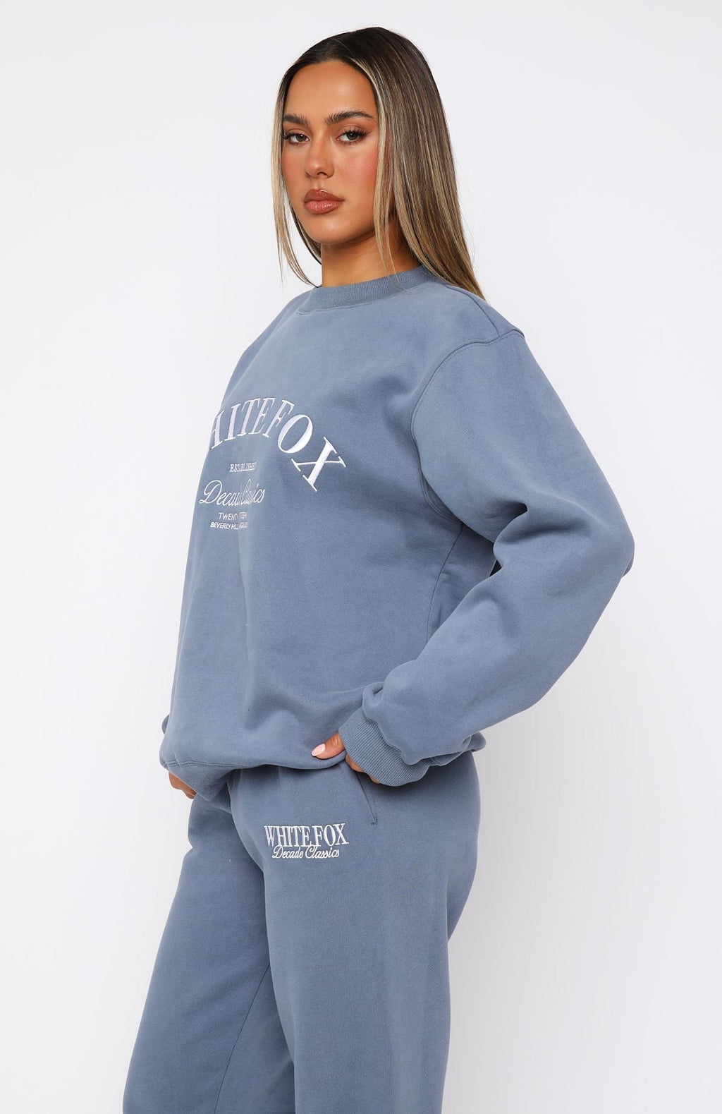 White Fox Decade Classics Essential Oversized Sweater Ocean