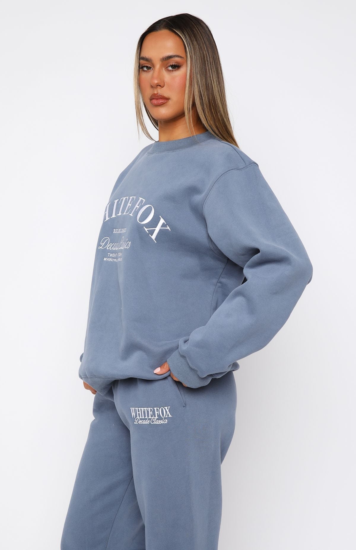 White Fox Decade Classics Essential Oversized Sweater Ocean