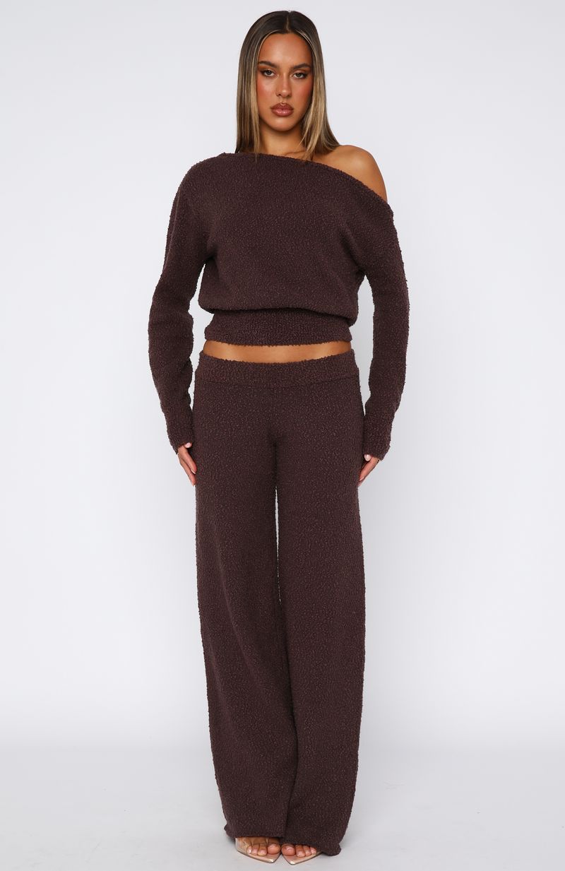 White Fox Please Be Mine Knit Pants Chocolate