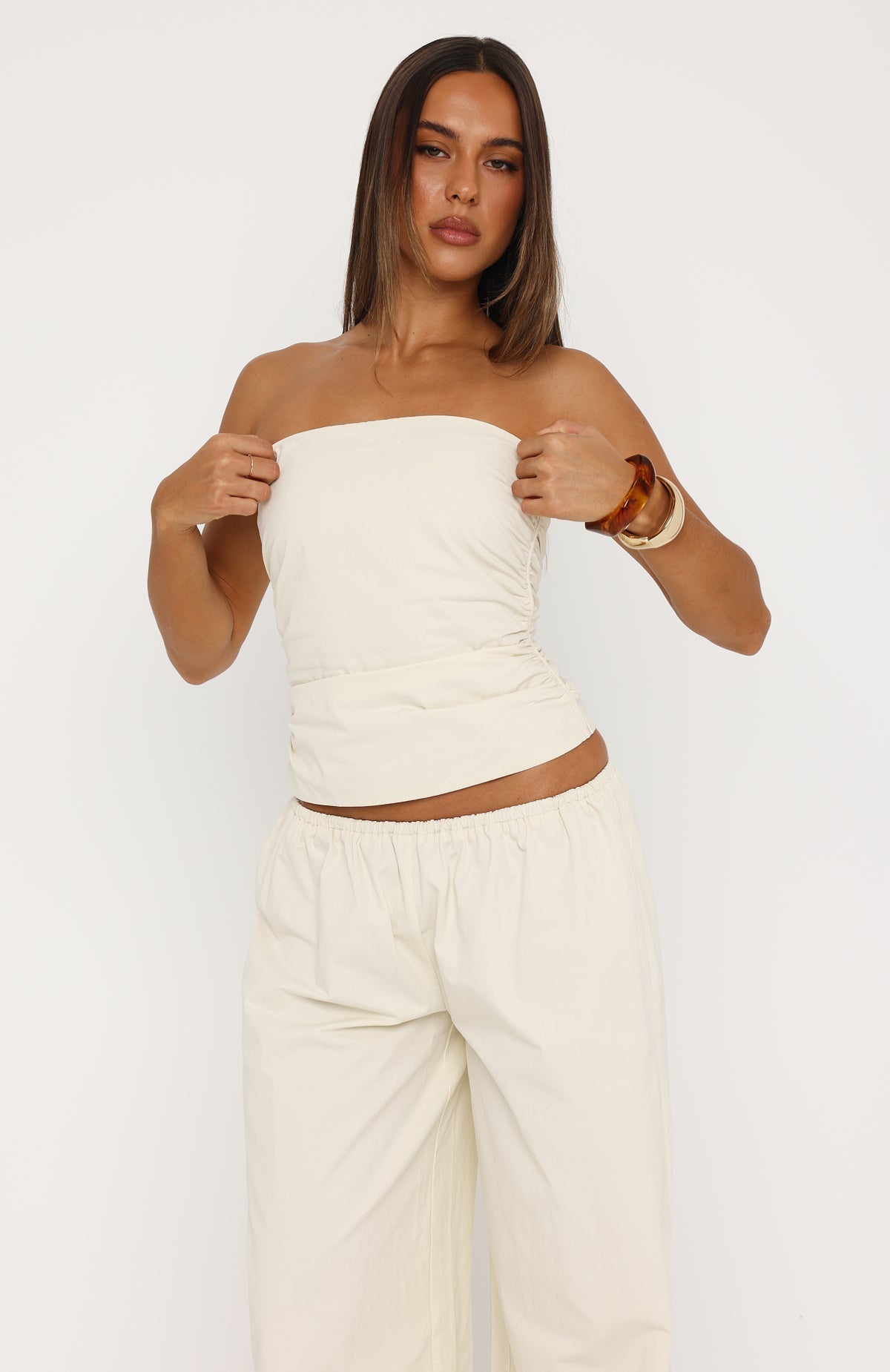 White Fox Just Like This Strapless Top Cream