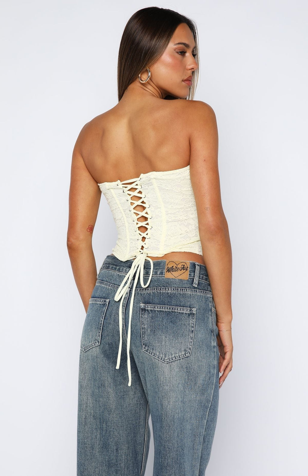 White Fox Play Your Part Strapless Bustier Lemon