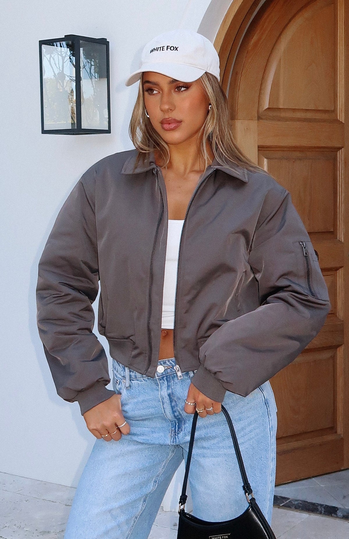 White Fox Something Forgotten Bomber Jacket Slate