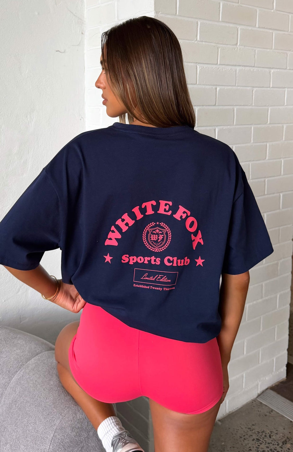 White Fox Outfit Of The Day Oversized Tee Navy