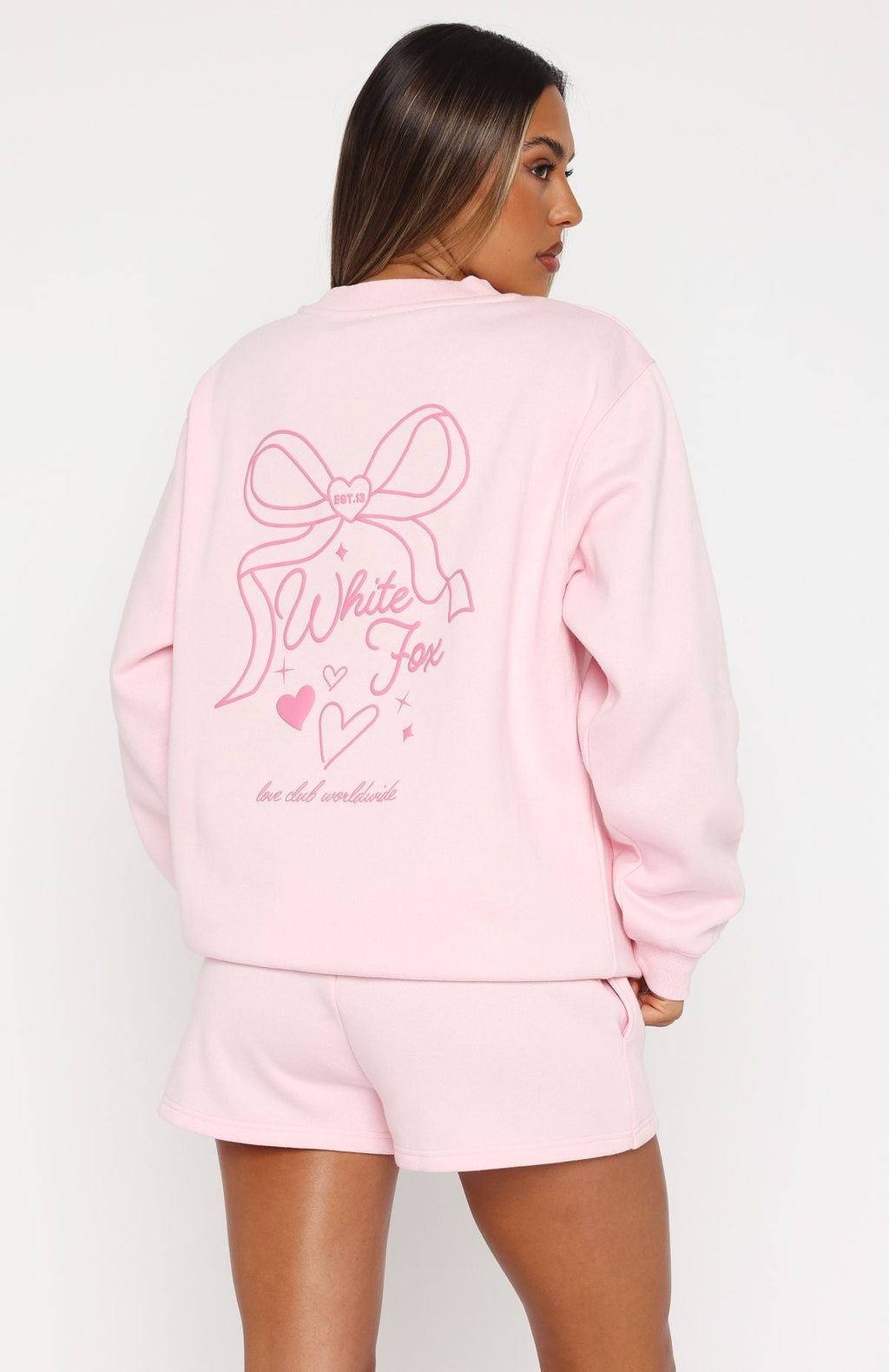 White Fox Love You Forever Oversized Sweater Pink