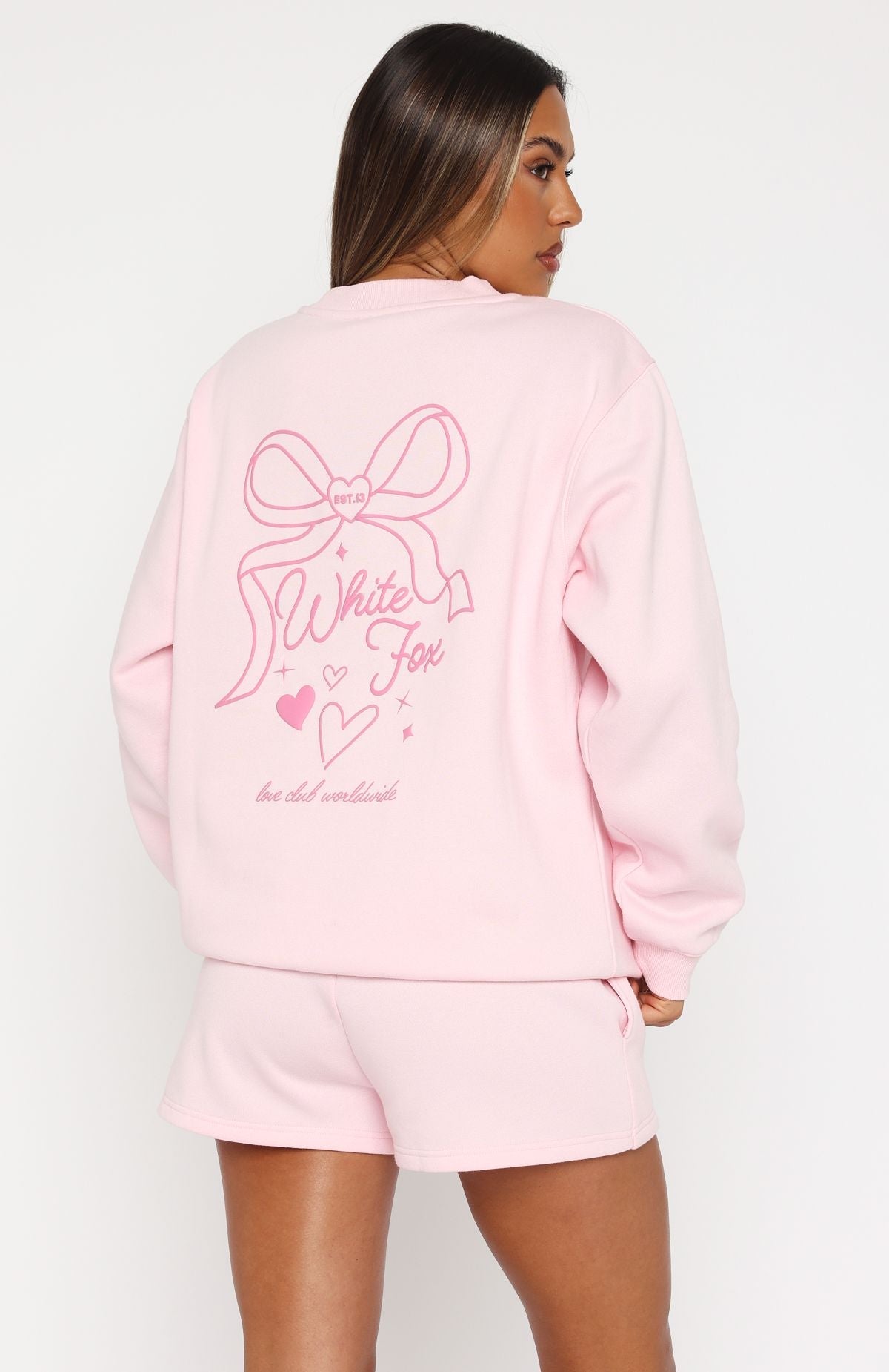 White Fox Love You Forever Oversized Sweater Pink