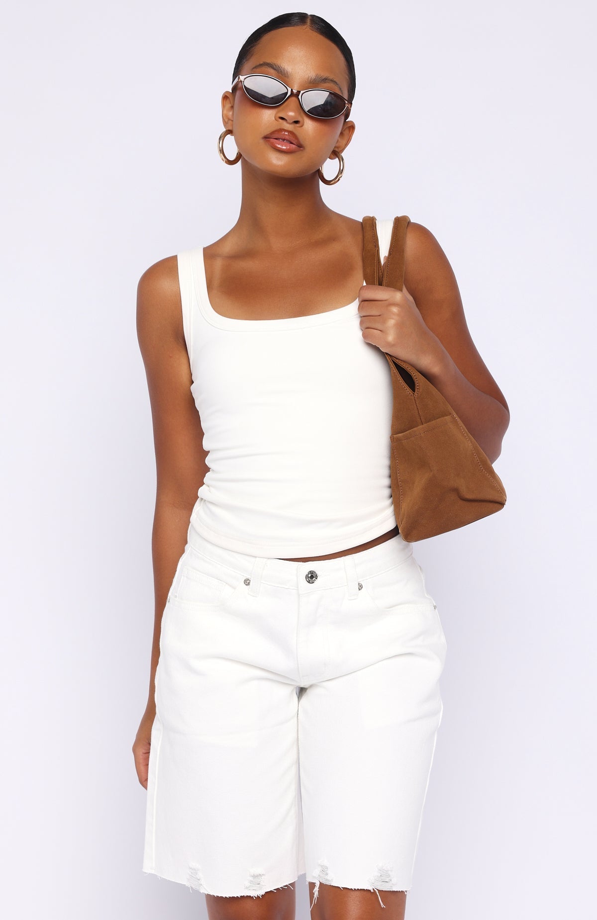 White Fox Kahlia Denim Shorts White