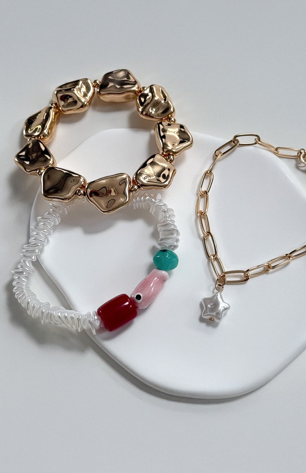 White Fox Aster Bracelet Set Gold