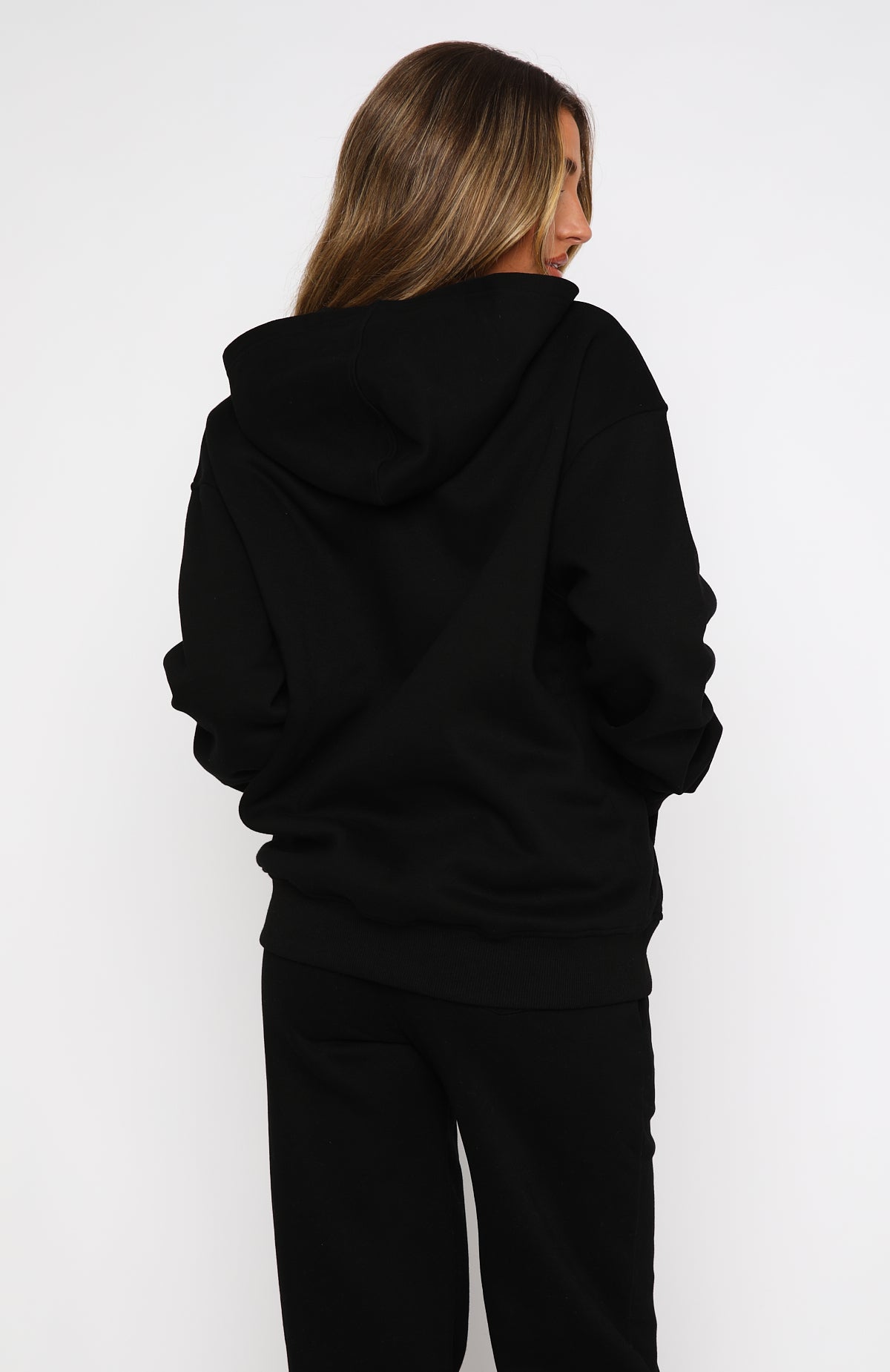 White Fox Match Your Words Oversized Hoodie Black