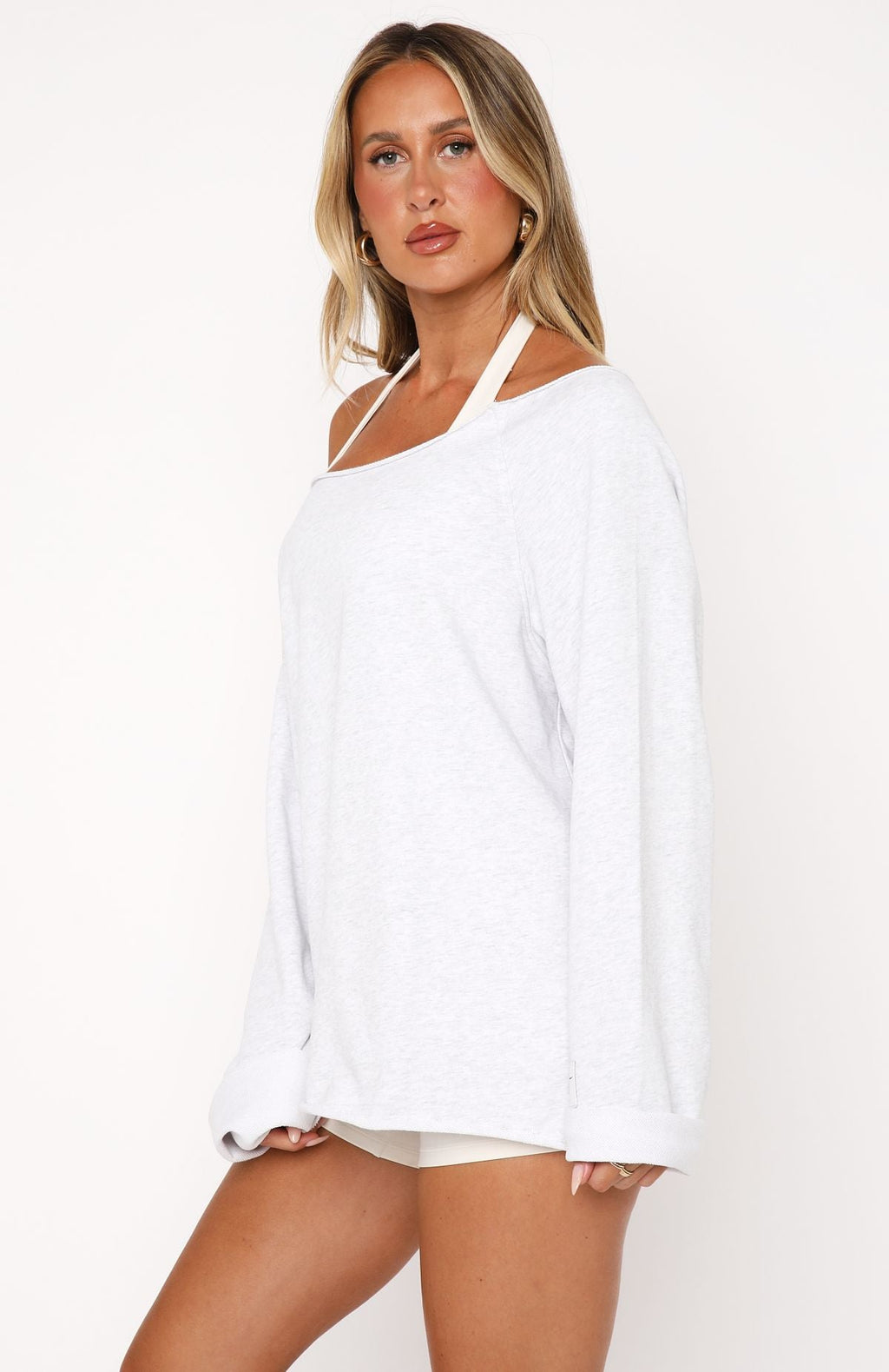 White Fox Call It Love Sweater Light Grey Marle