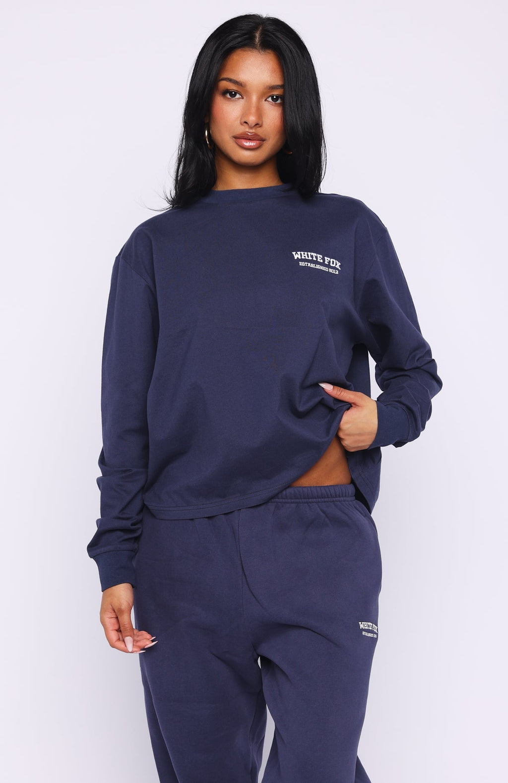 White Fox Can't Miss It Long Sleeve Tee Navy