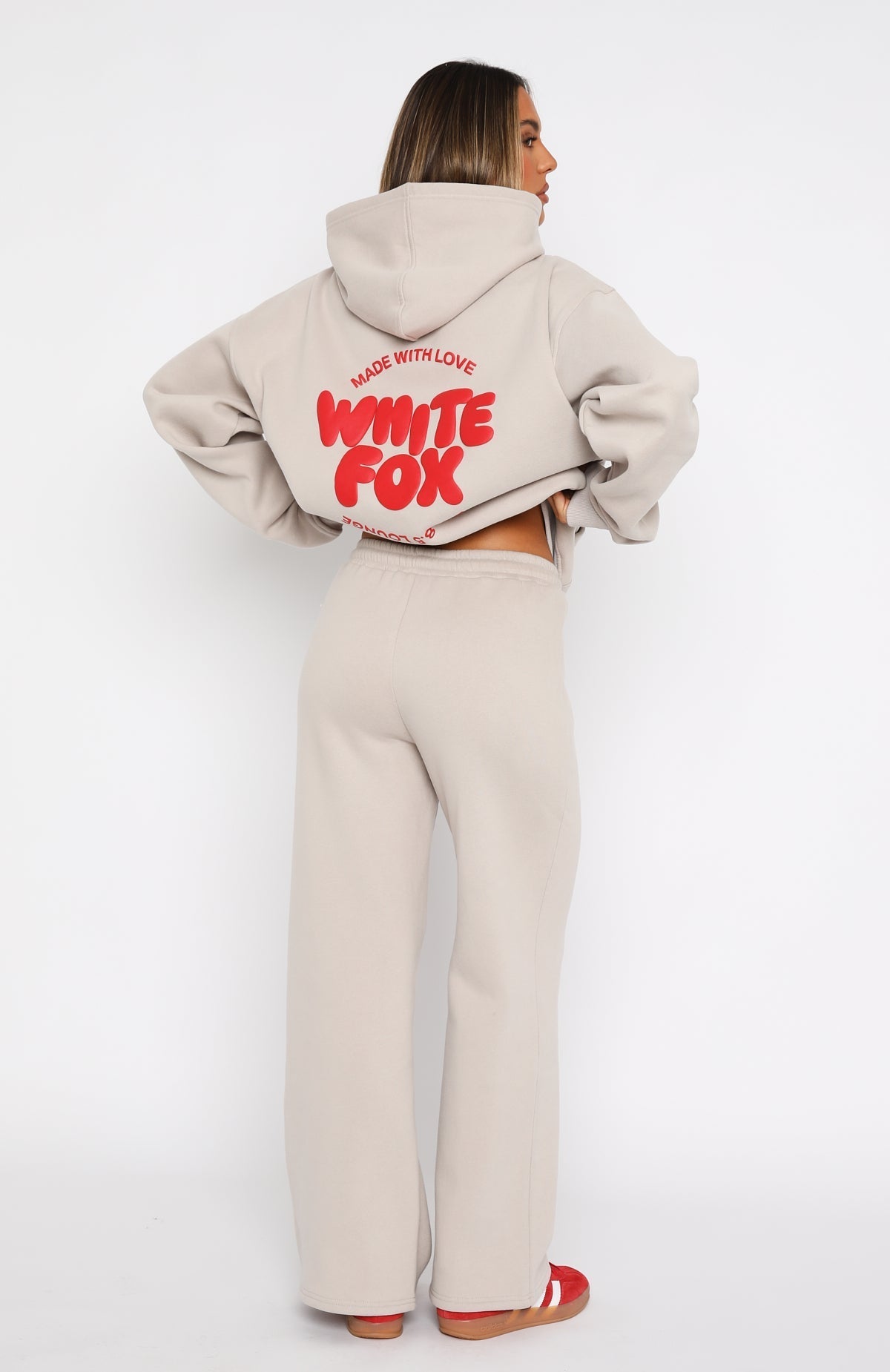 White Fox With Love For You Wide Leg Sweatpants Moon