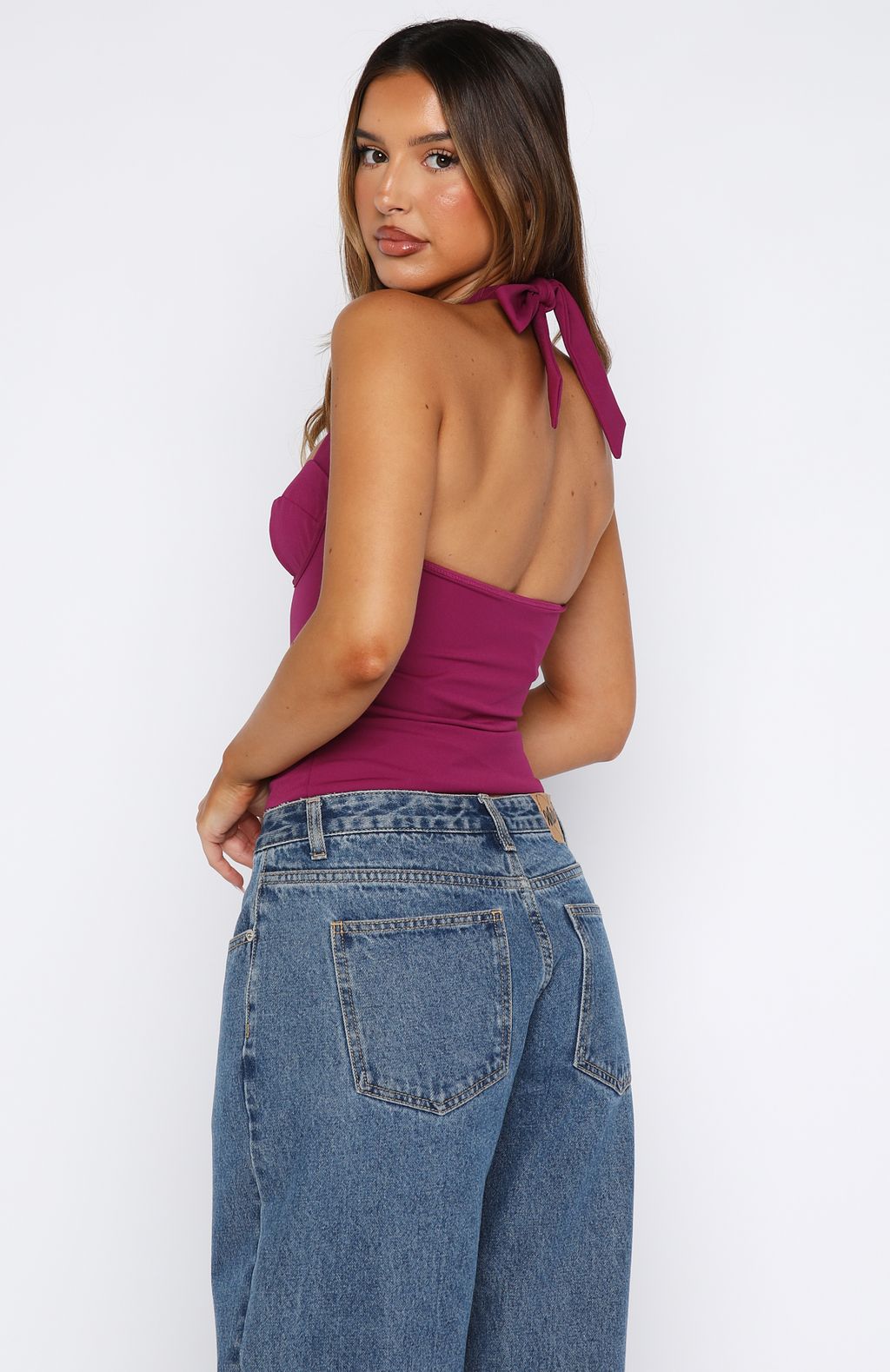 White Fox Boy, Bye Halter Bustier Plum