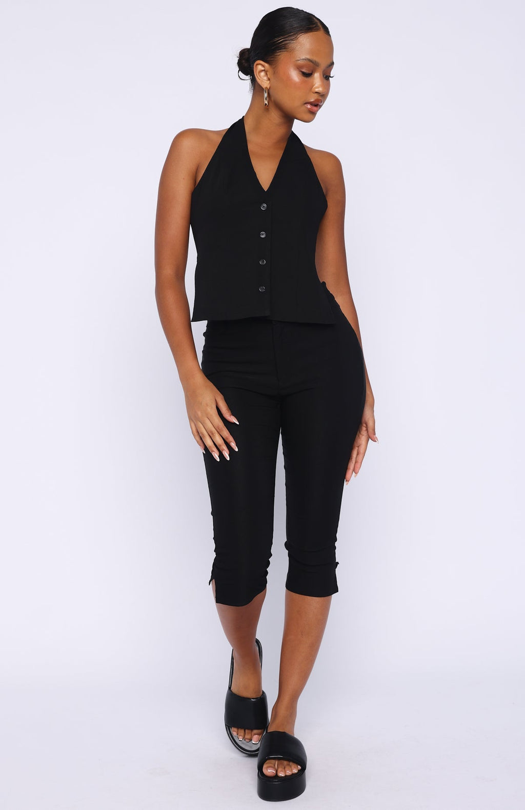 White Fox All I Needed Halter Top Black