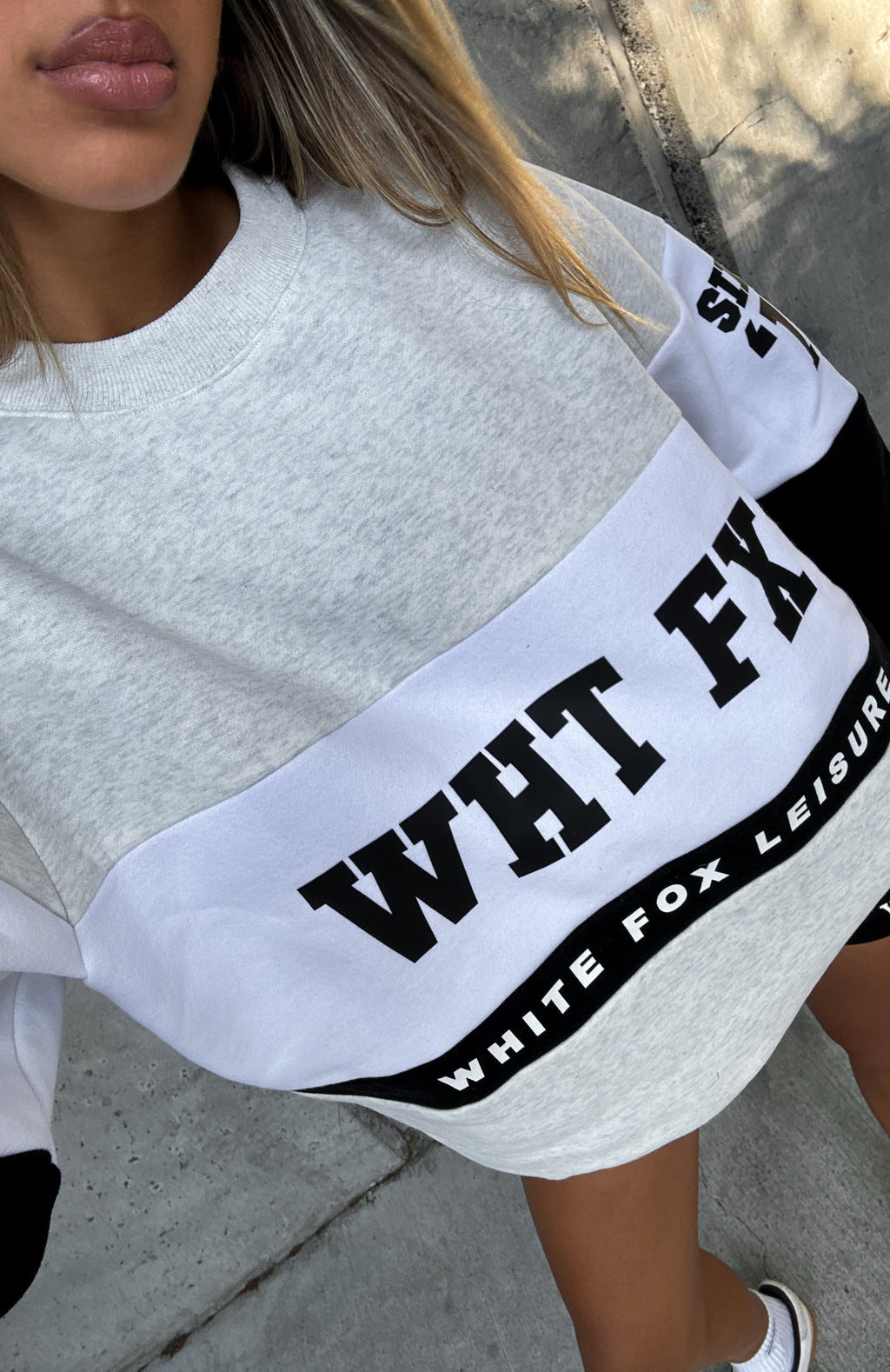White Fox Latest And Greatest Oversized Sweater Grey Marle/Black